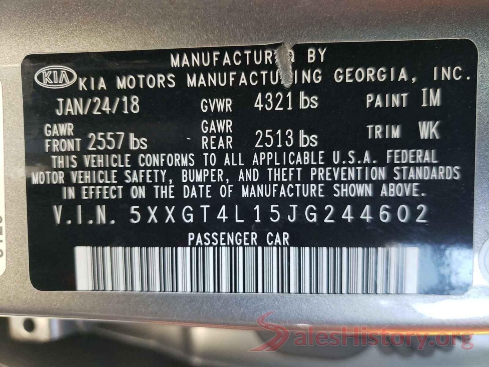 5XXGT4L15JG244602 2018 KIA OPTIMA