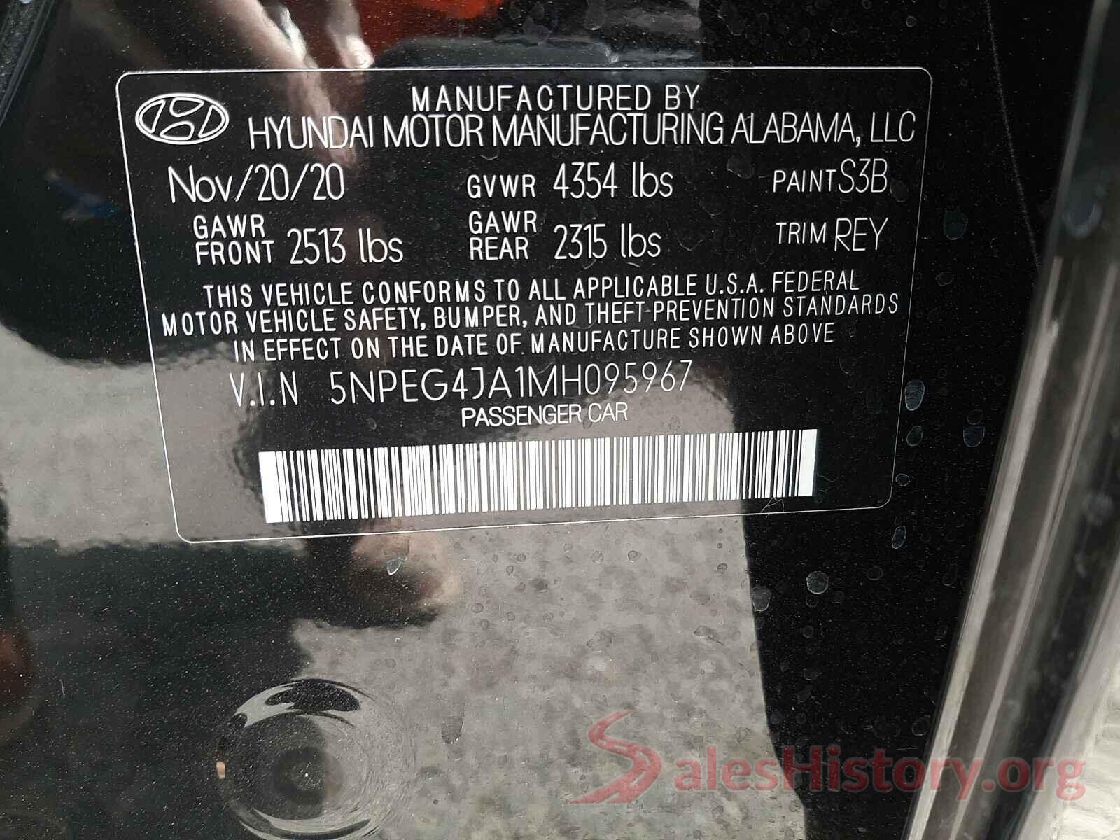 5NPEG4JA1MH095967 2021 HYUNDAI SONATA