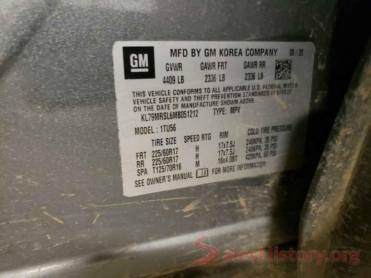 KL79MRSL6MB051212 2021 CHEVROLET TRAILBLZR