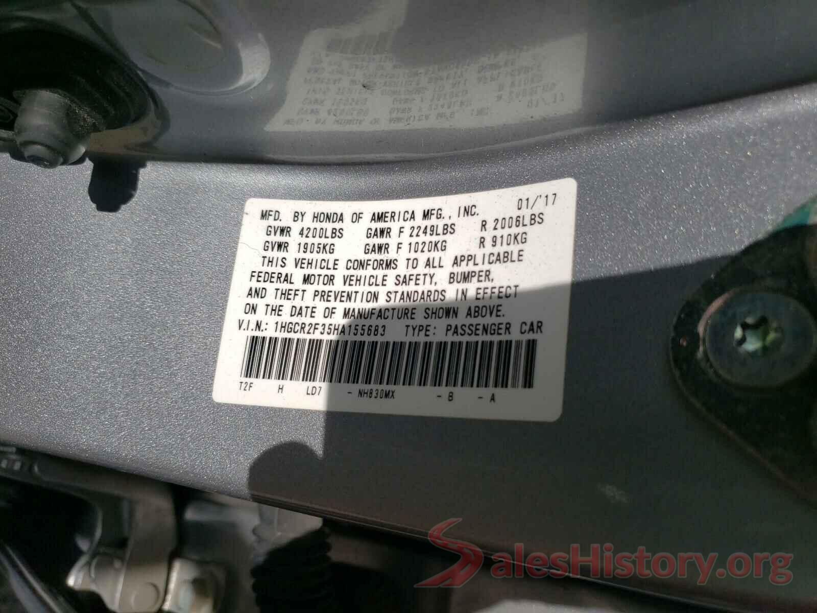 1HGCR2F35HA155683 2017 HONDA ACCORD