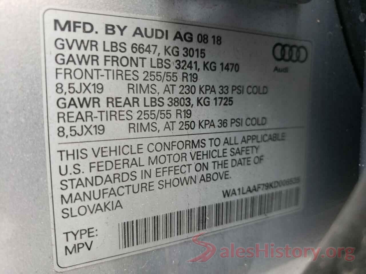 WA1LAAF79KD006535 2019 AUDI Q7