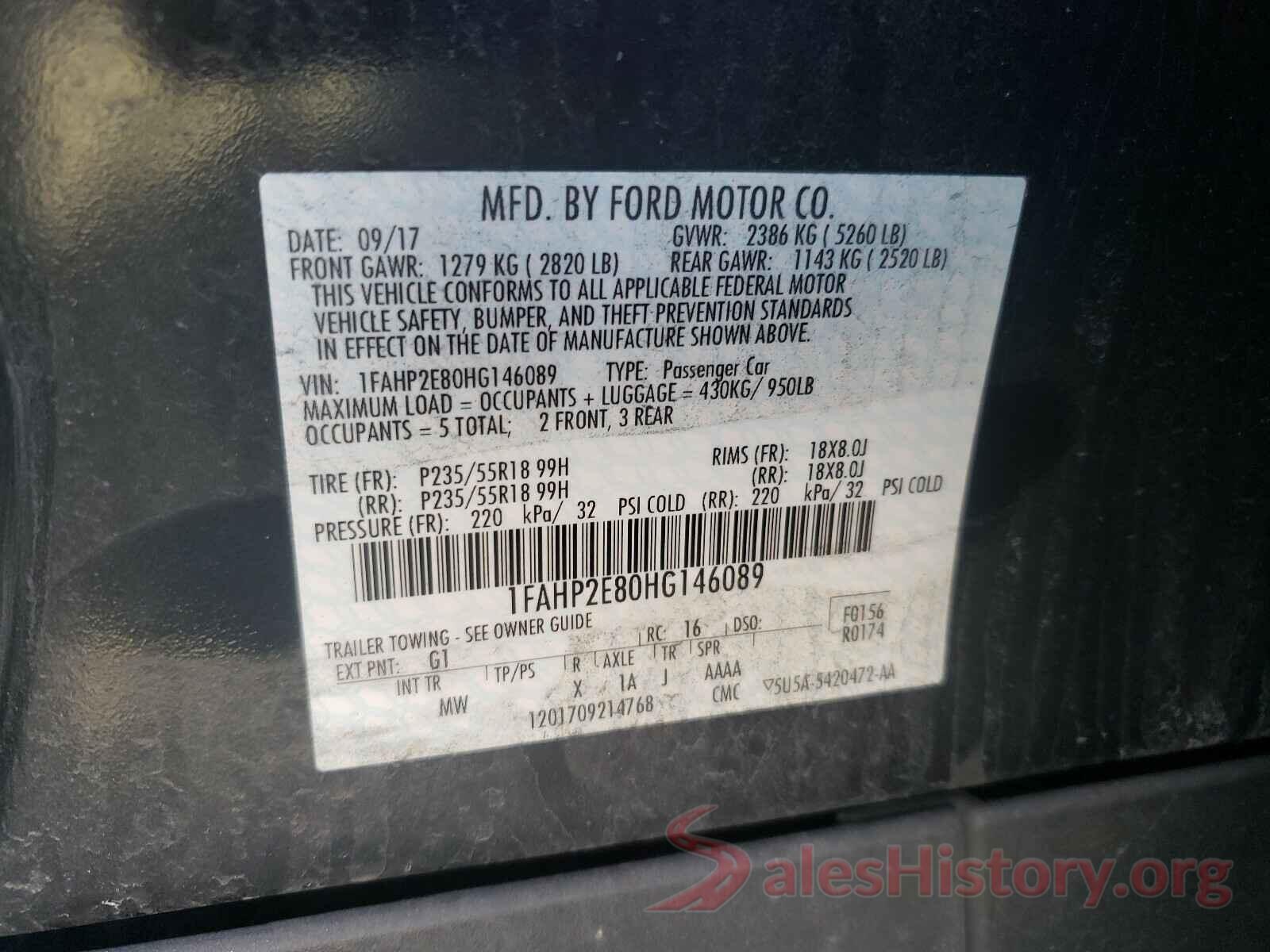 1FAHP2E80HG146089 2017 FORD TAURUS