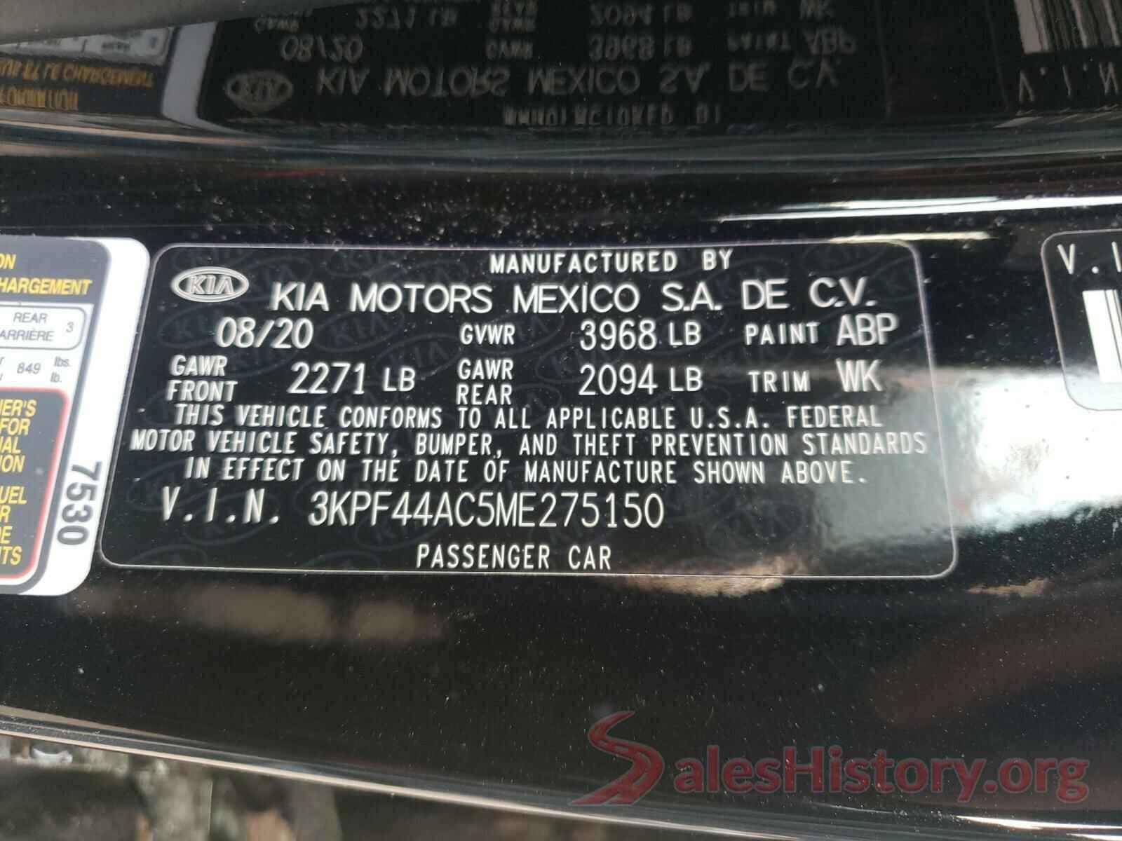 3KPF44AC5ME275150 2021 KIA FORTE