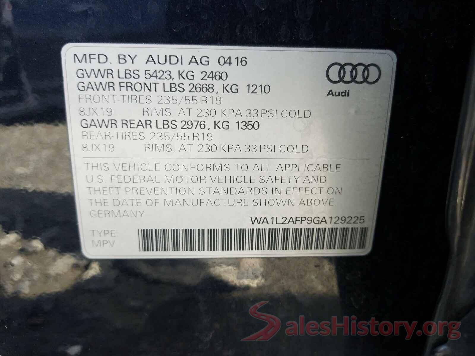 WA1L2AFP9GA129225 2016 AUDI Q5