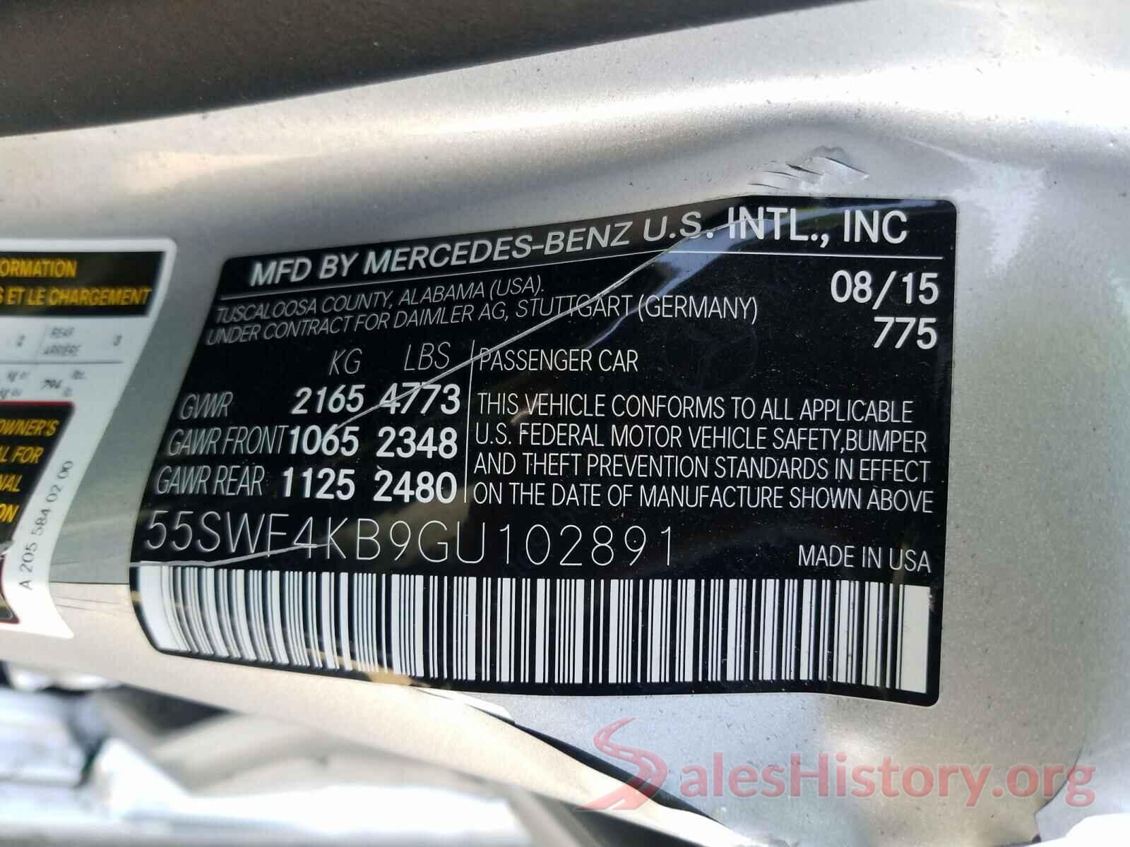 55SWF4KB9GU102891 2016 MERCEDES-BENZ C CLASS