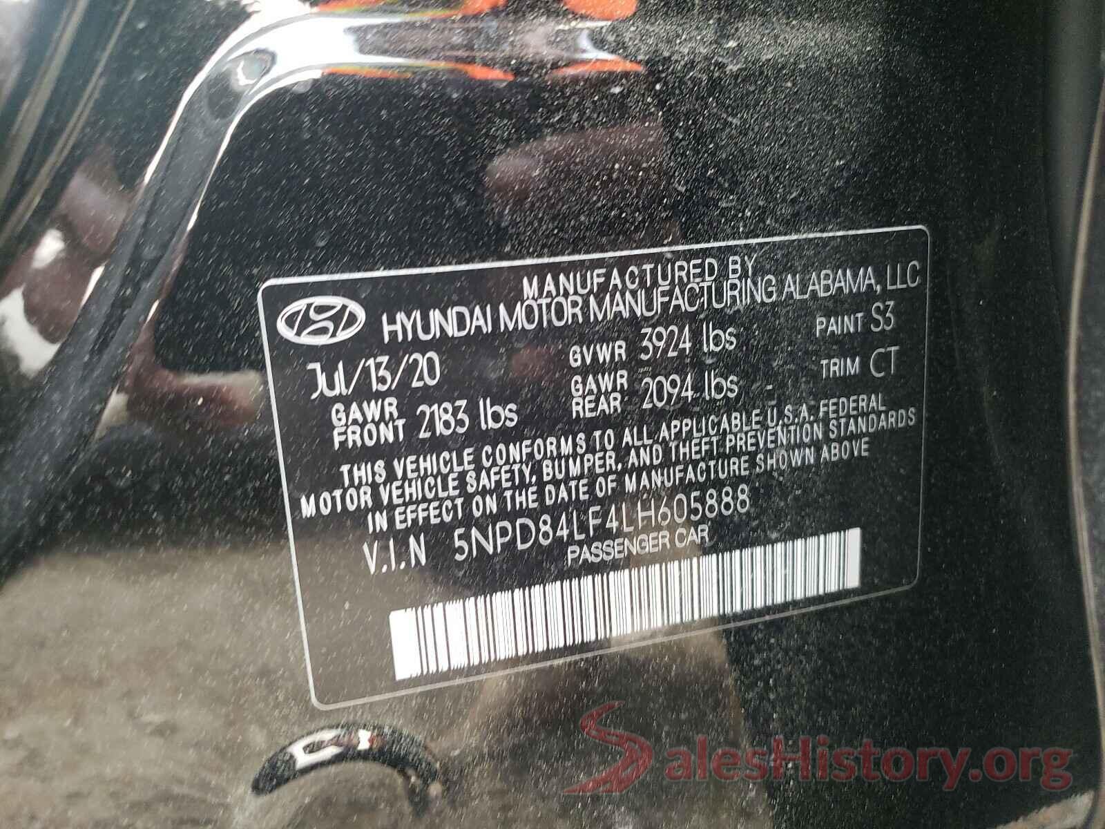 5NPD84LF4LH605888 2020 HYUNDAI ELANTRA