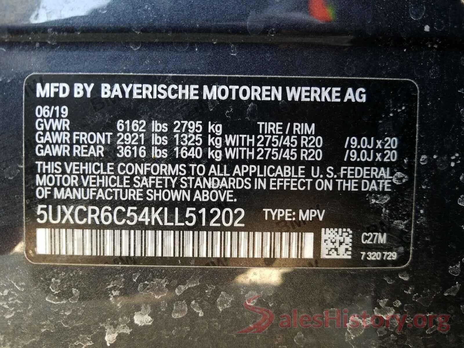 5UXCR6C54KLL51202 2019 BMW X5