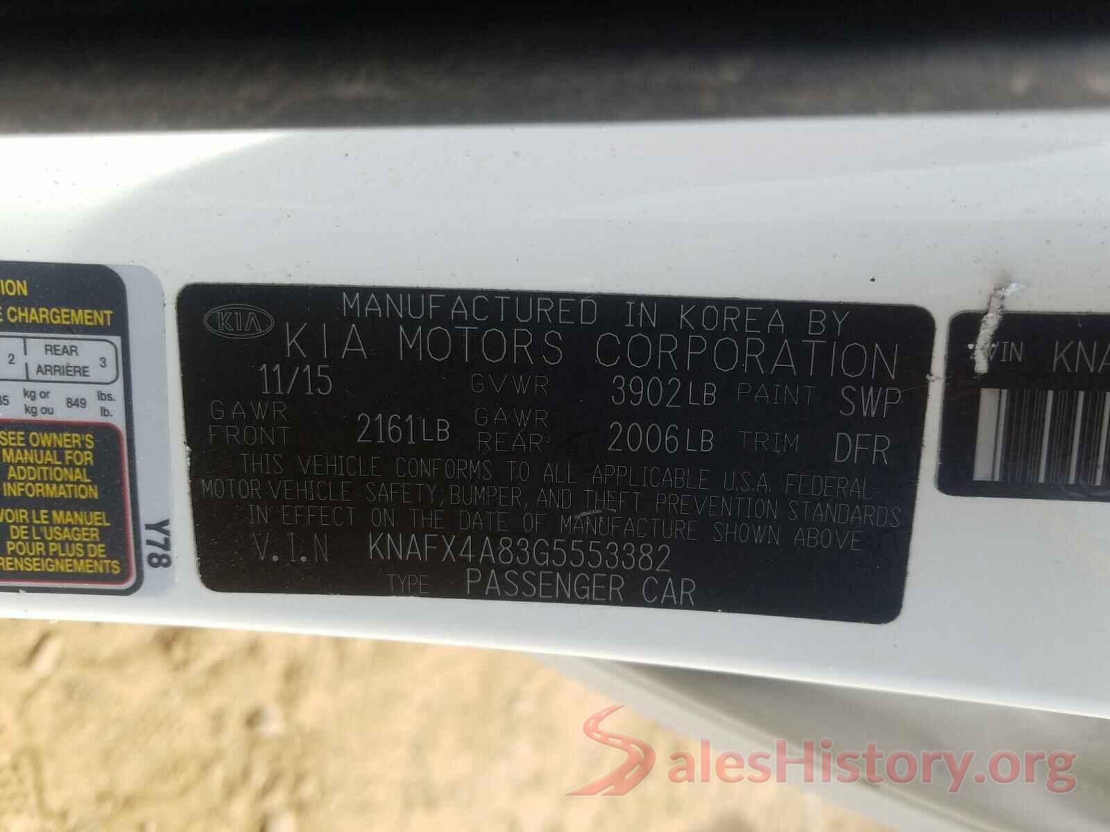 KNAFX4A83G5553382 2016 KIA FORTE