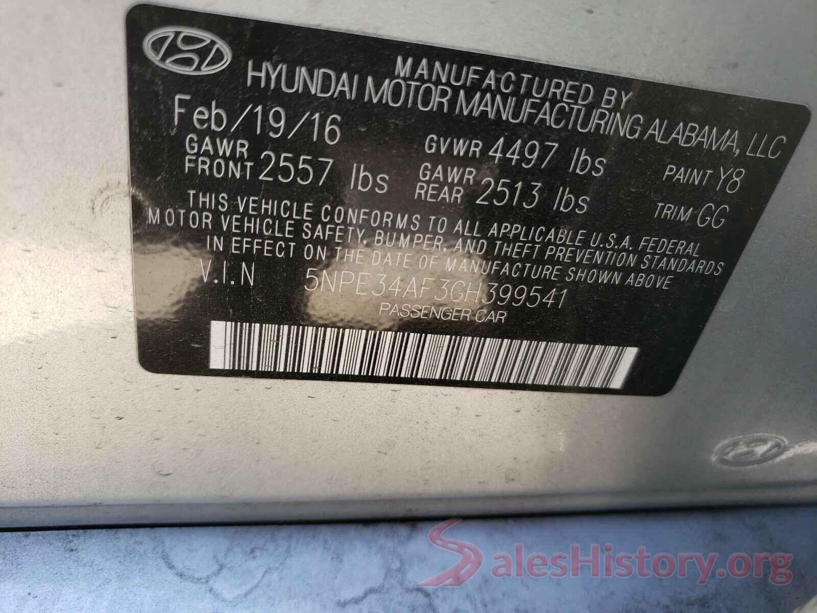 5NPE34AF3GH399541 2016 HYUNDAI SONATA