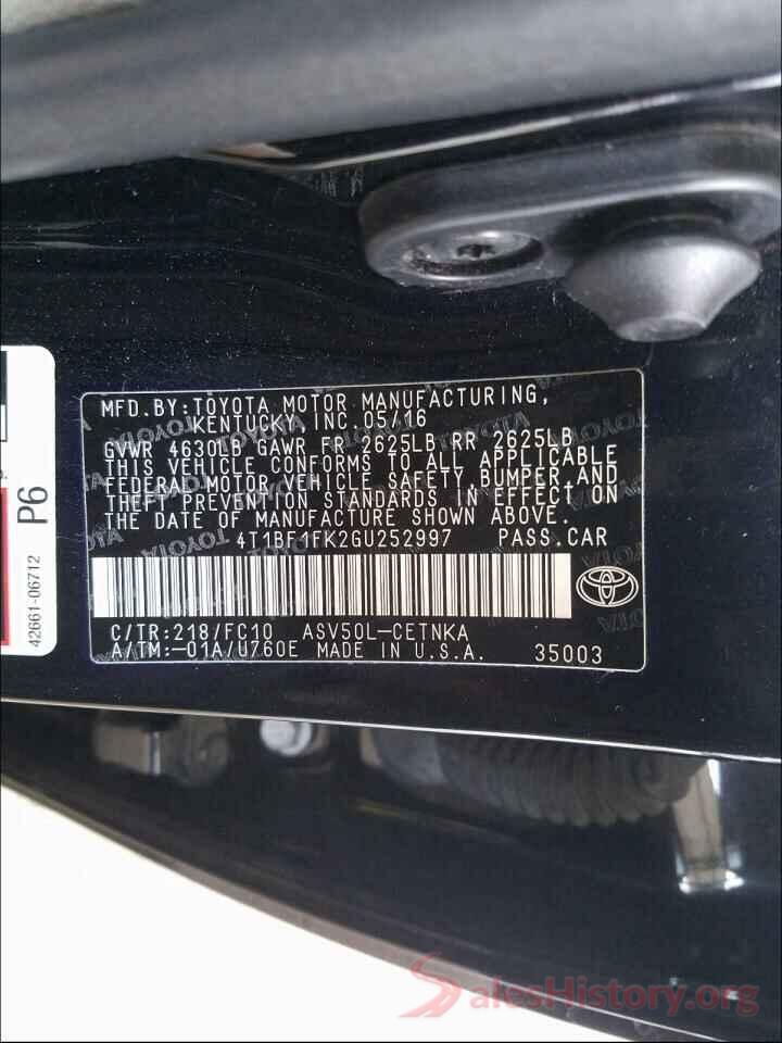 4T1BF1FK2GU252997 2016 TOYOTA CAMRY