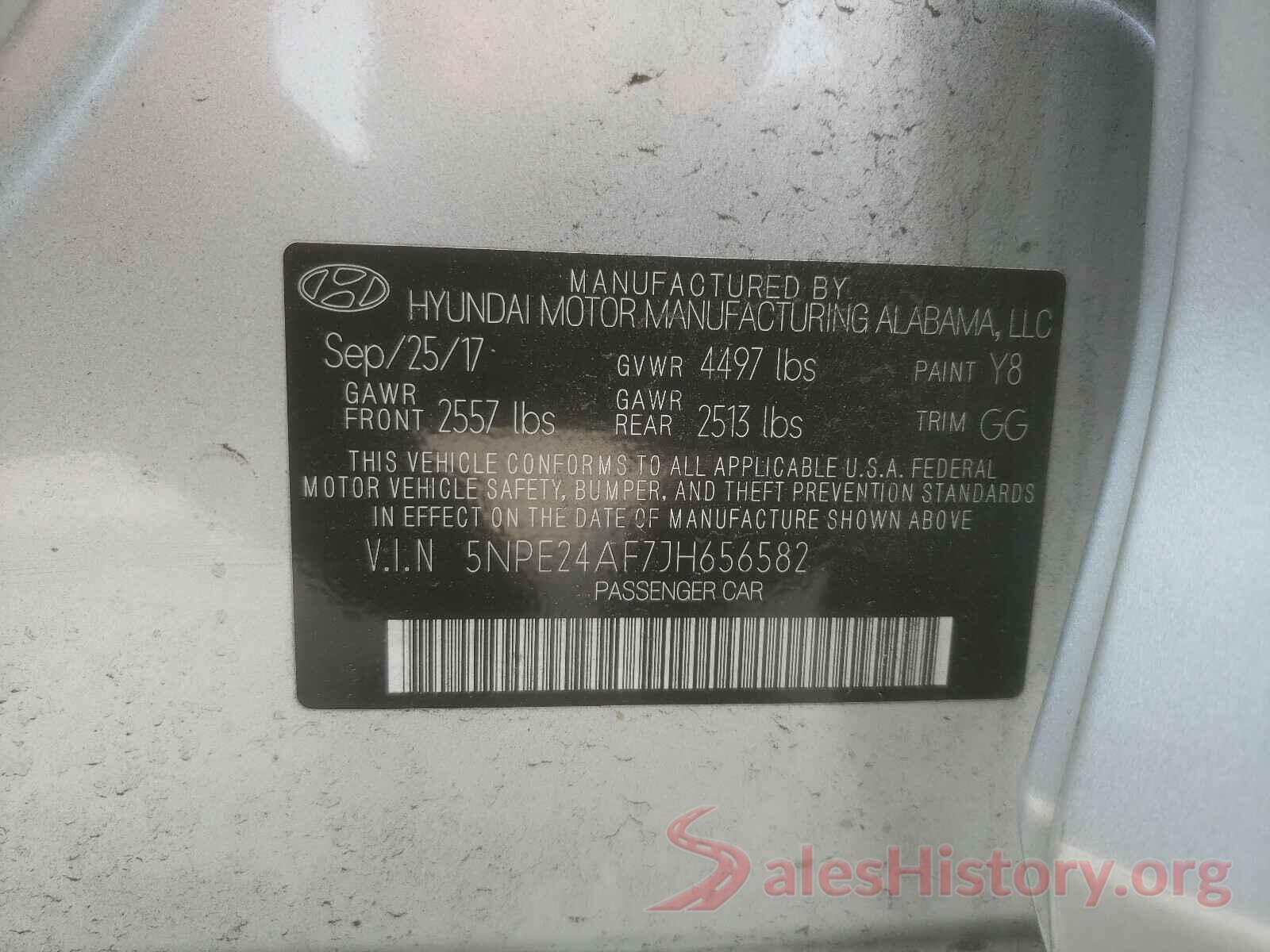 5NPE24AF7JH656582 2018 HYUNDAI SONATA