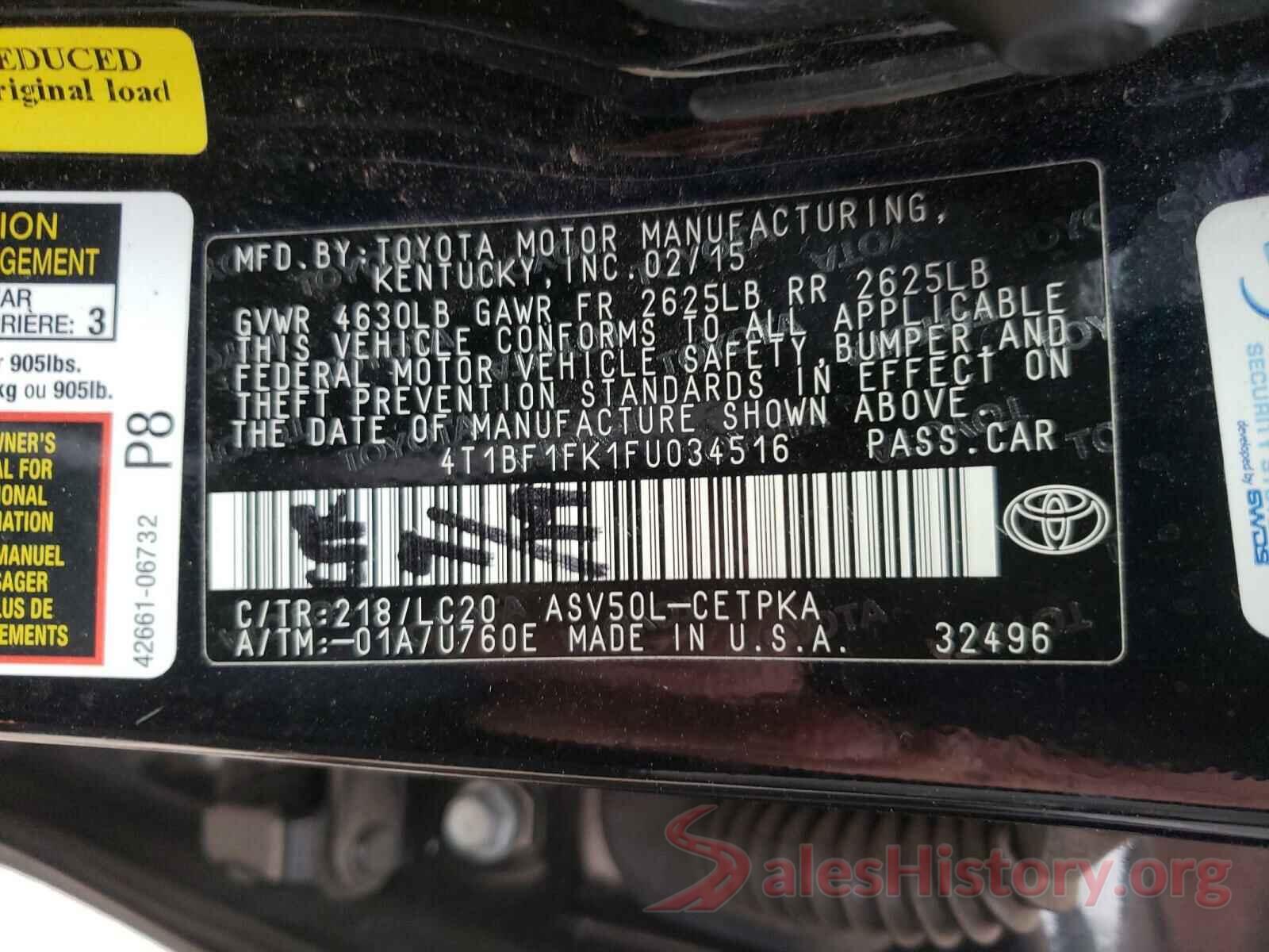 4T1BF1FK1FU034516 2015 TOYOTA CAMRY