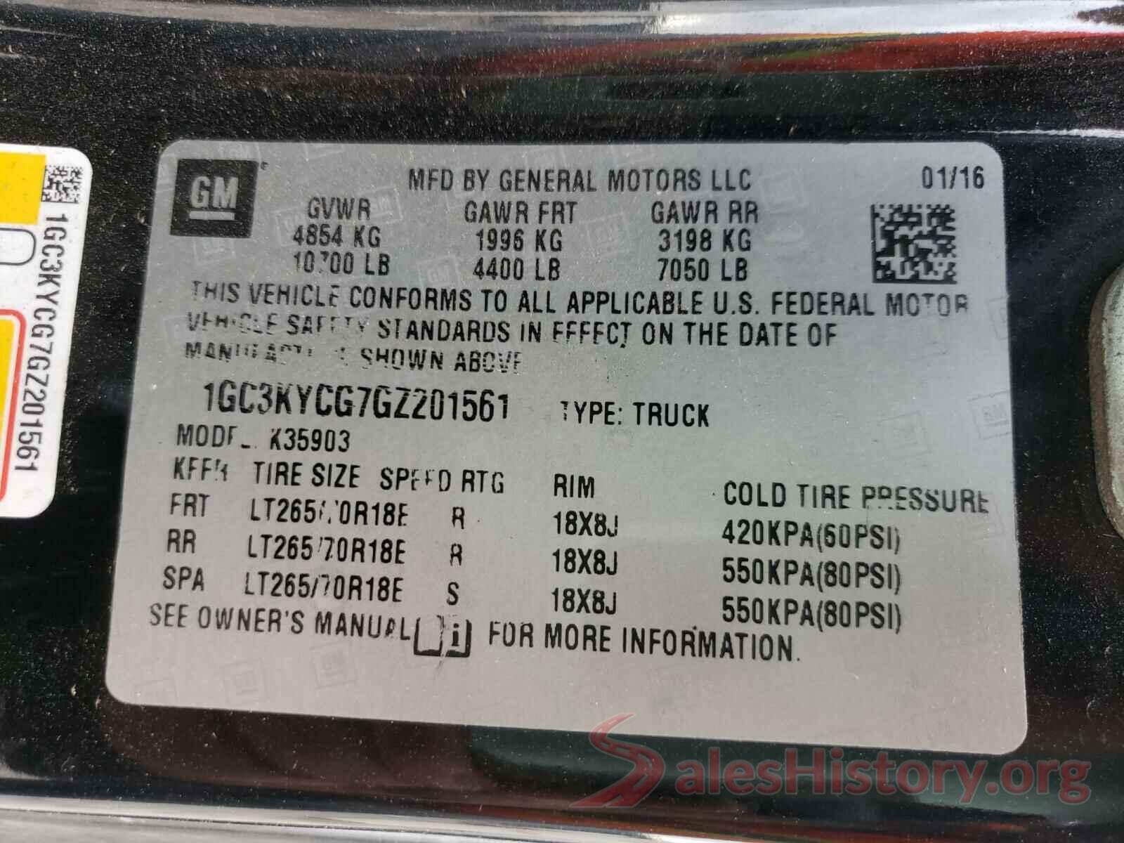 1GC3KYCG7GZ201561 2016 CHEVROLET SILVERADO