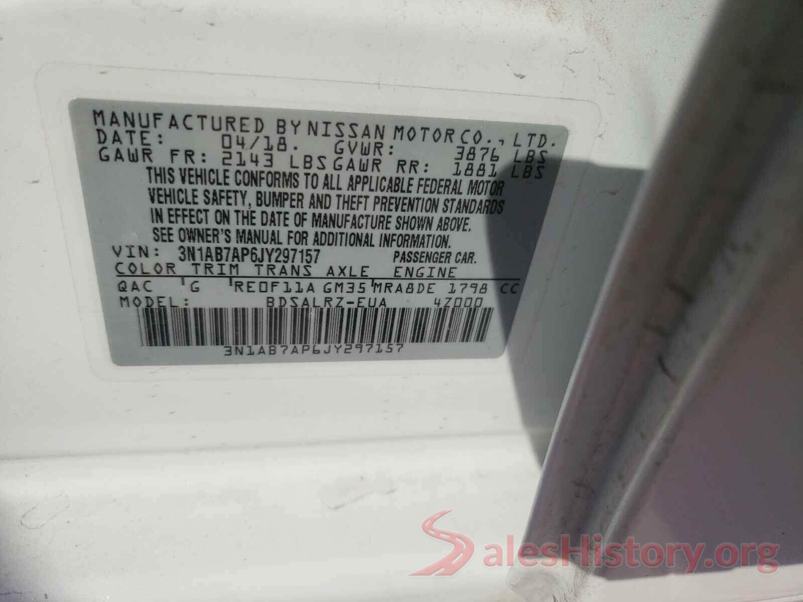 3N1AB7AP6JY297157 2018 NISSAN SENTRA