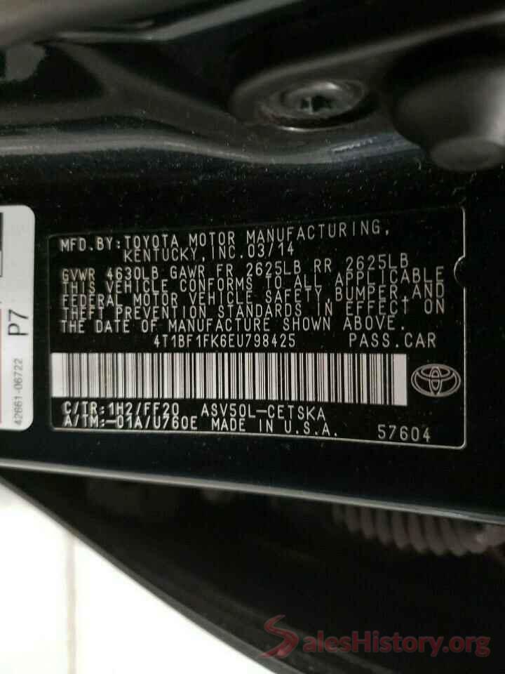 4T1BF1FK6EU798425 2014 TOYOTA CAMRY