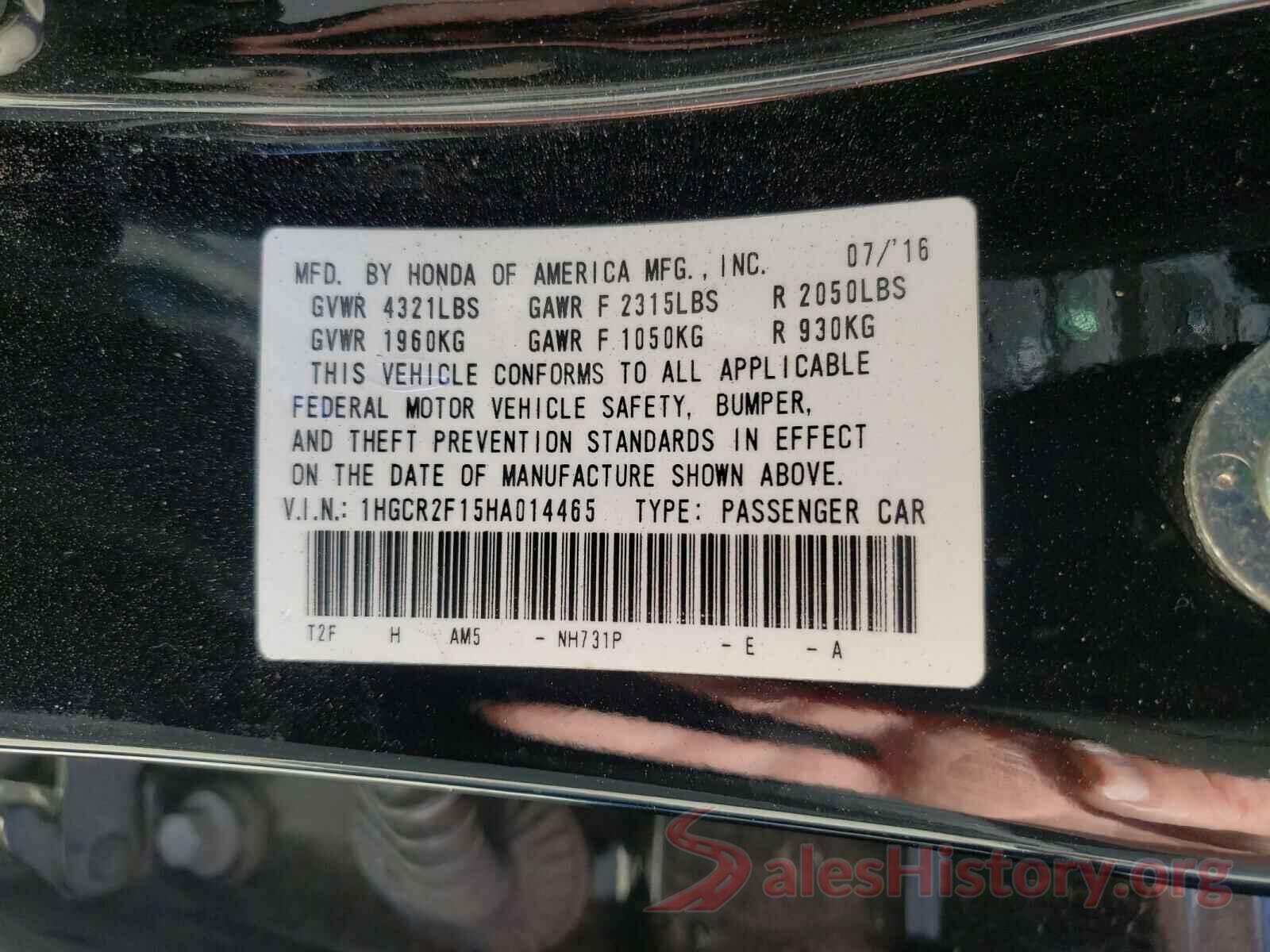 1HGCR2F15HA014465 2017 HONDA ACCORD