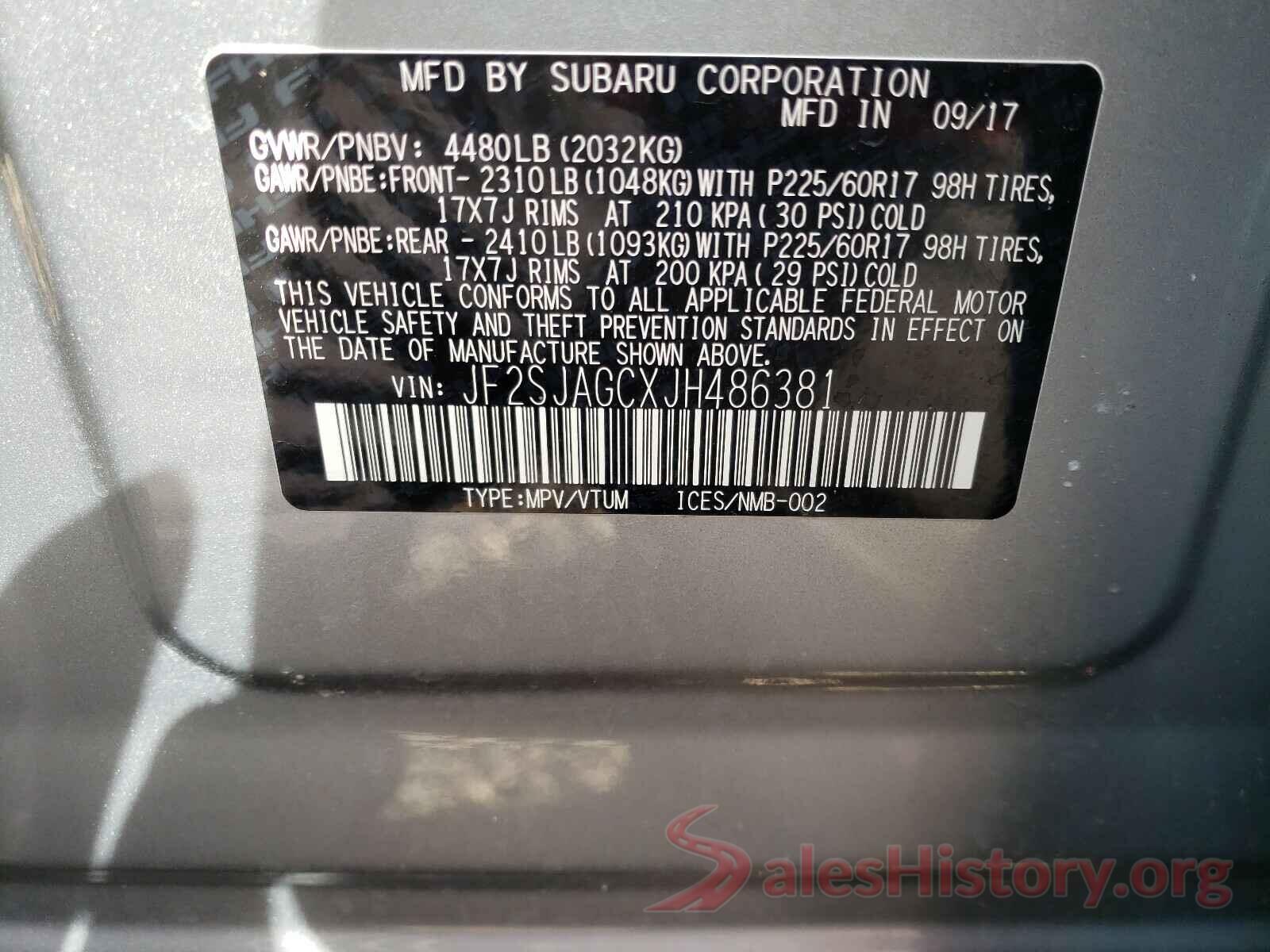 JF2SJAGCXJH486381 2018 SUBARU FORESTER