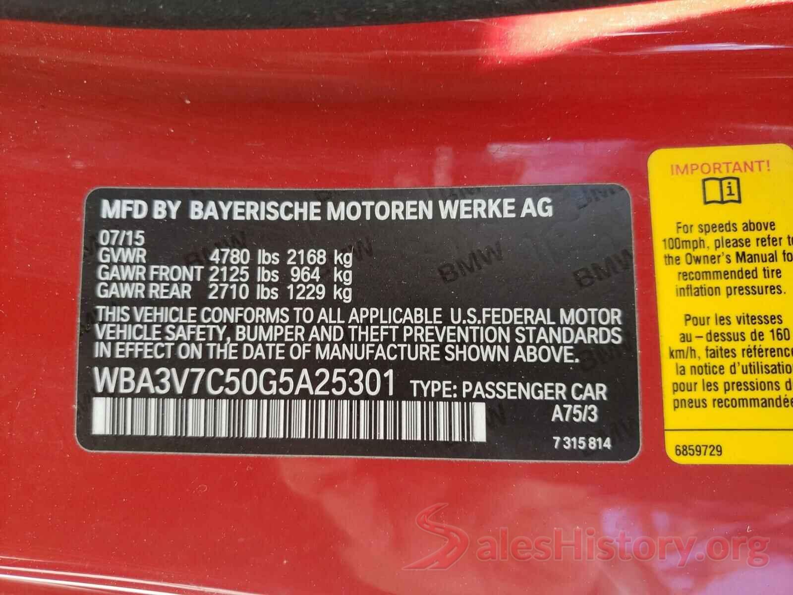 WBA3V7C50G5A25301 2016 BMW 4 SERIES