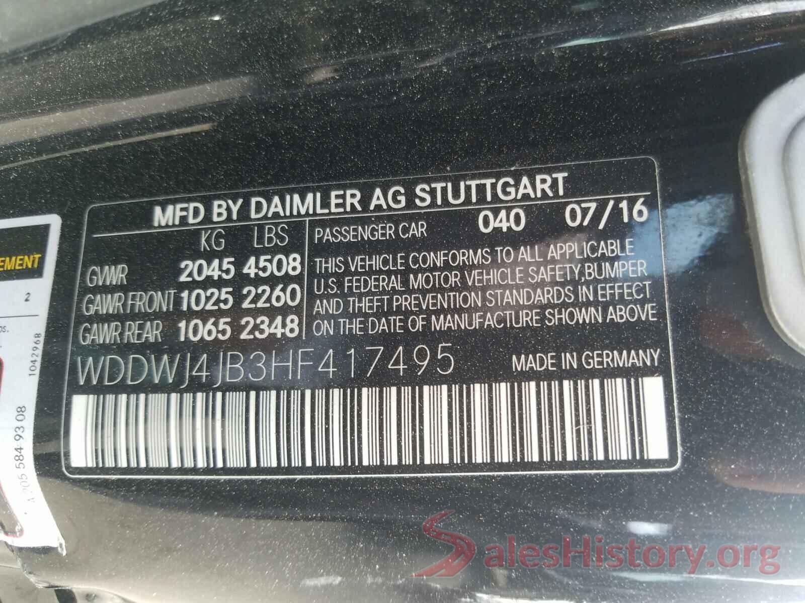 WDDWJ4JB3HF417495 2017 MERCEDES-BENZ C CLASS