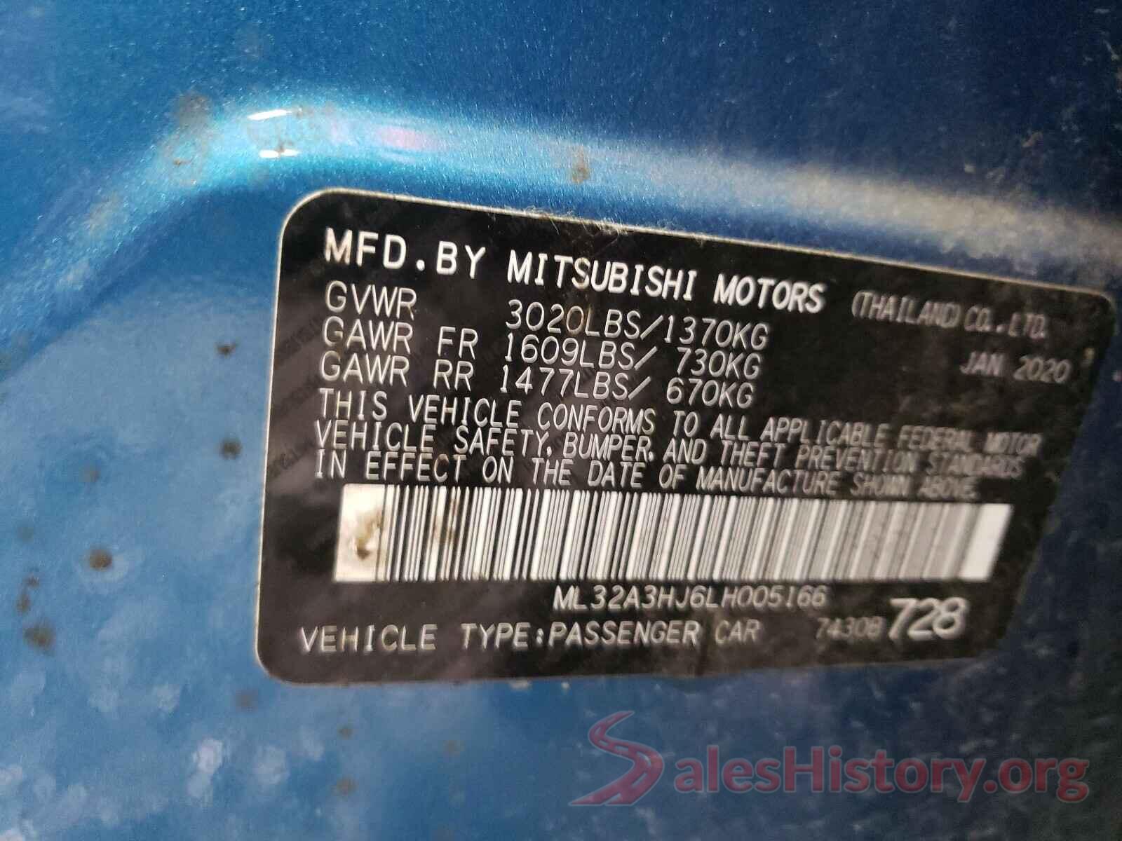 ML32A3HJ6LH005166 2020 MITSUBISHI MIRAGE