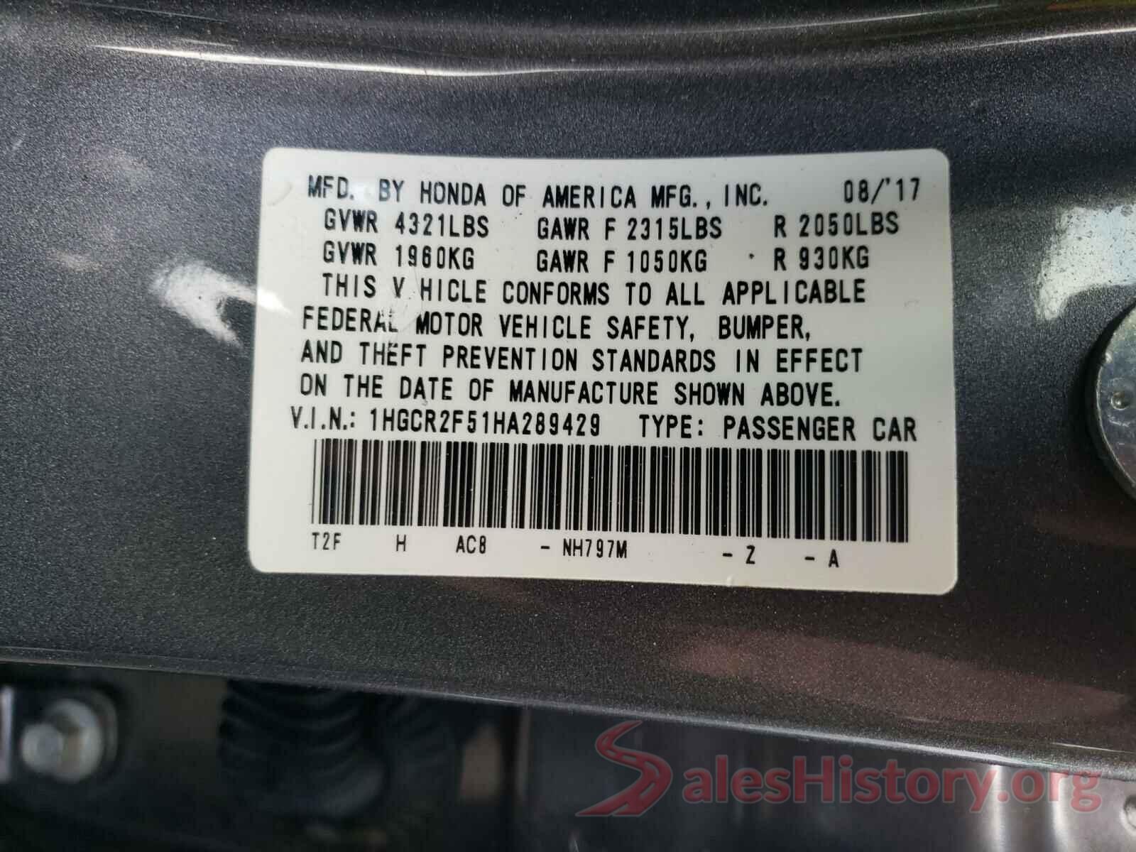 1HGCR2F51HA289429 2017 HONDA ACCORD