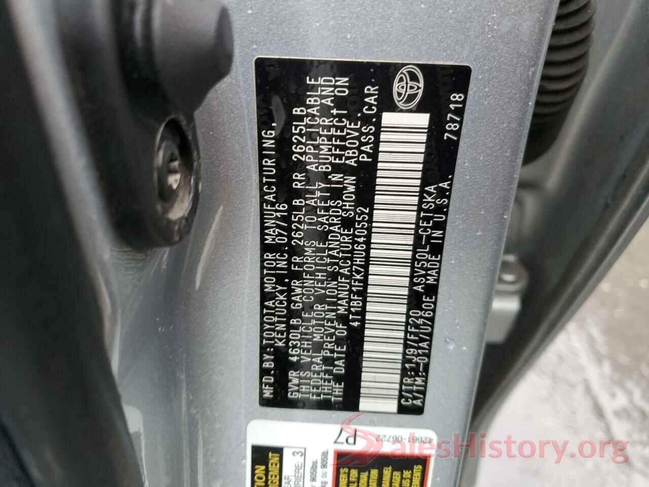 4T1BF1FK7HU640552 2017 TOYOTA CAMRY