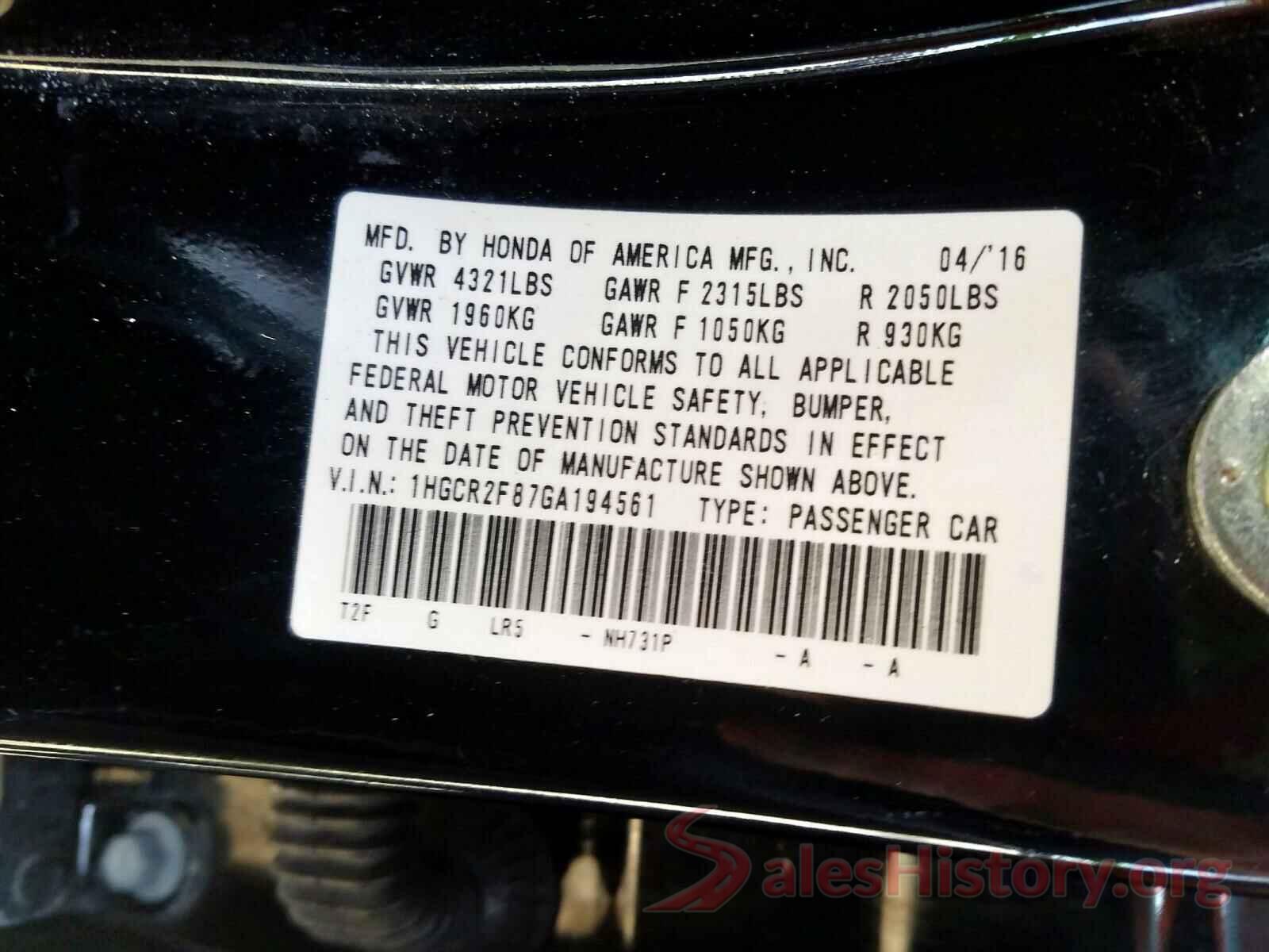 1HGCR2F87GA194561 2016 HONDA ACCORD