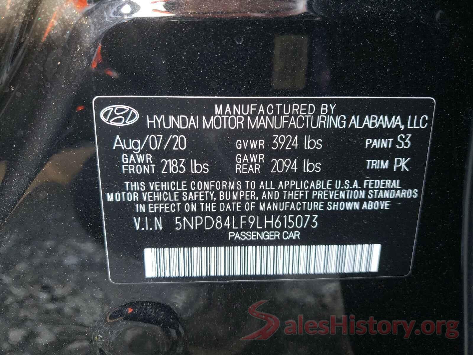 5NPD84LF9LH615073 2020 HYUNDAI ELANTRA