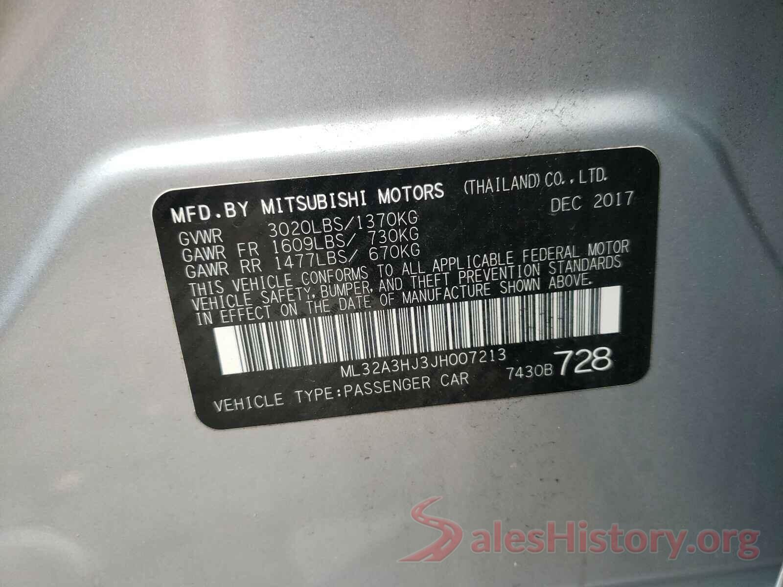 ML32A3HJ3JH007213 2018 MITSUBISHI MIRAGE