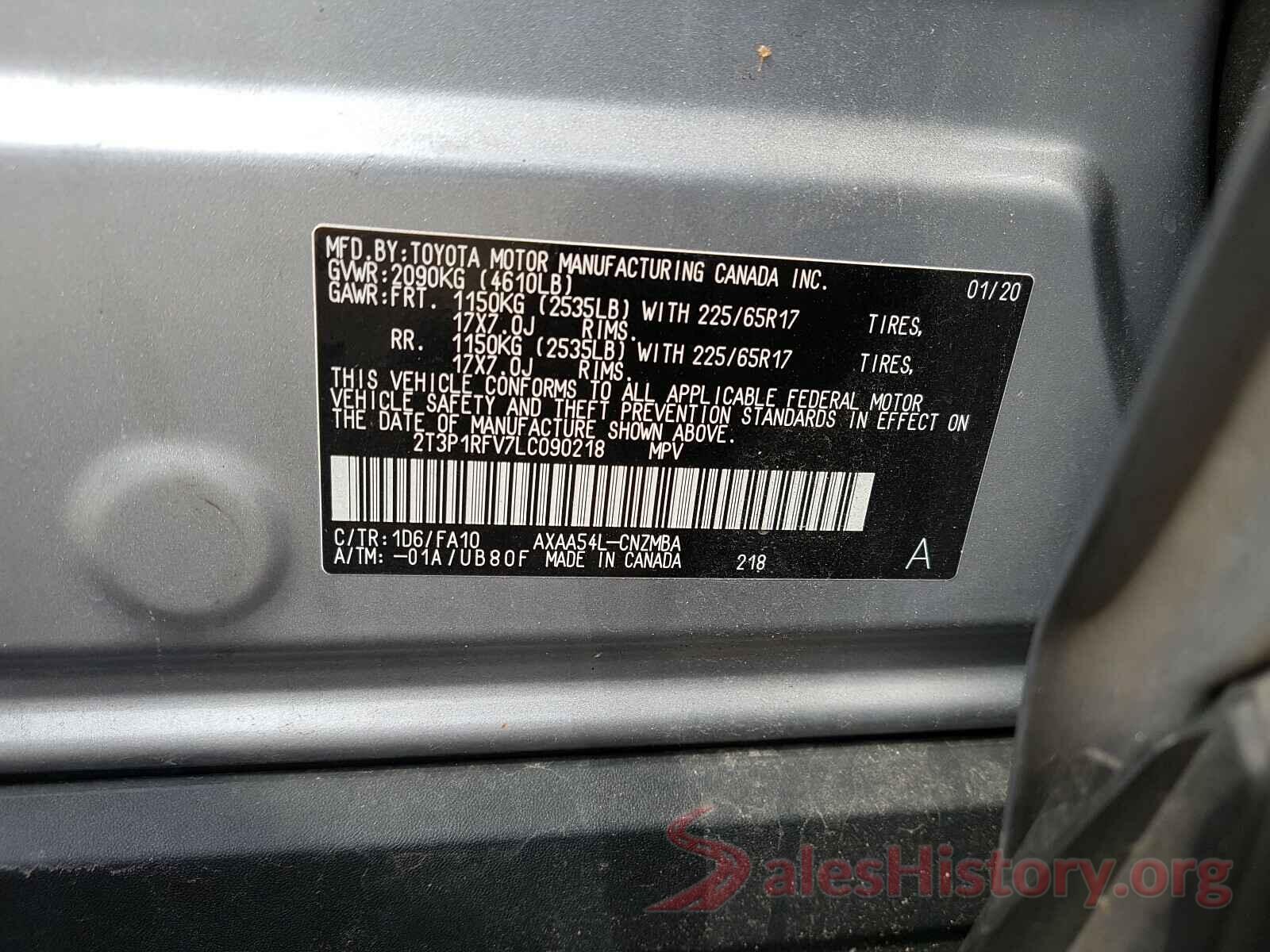 2T3P1RFV7LC090218 2020 TOYOTA RAV4