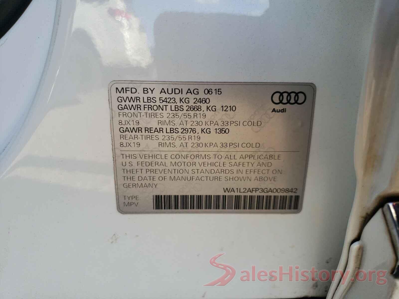 WA1L2AFP3GA009842 2016 AUDI Q5