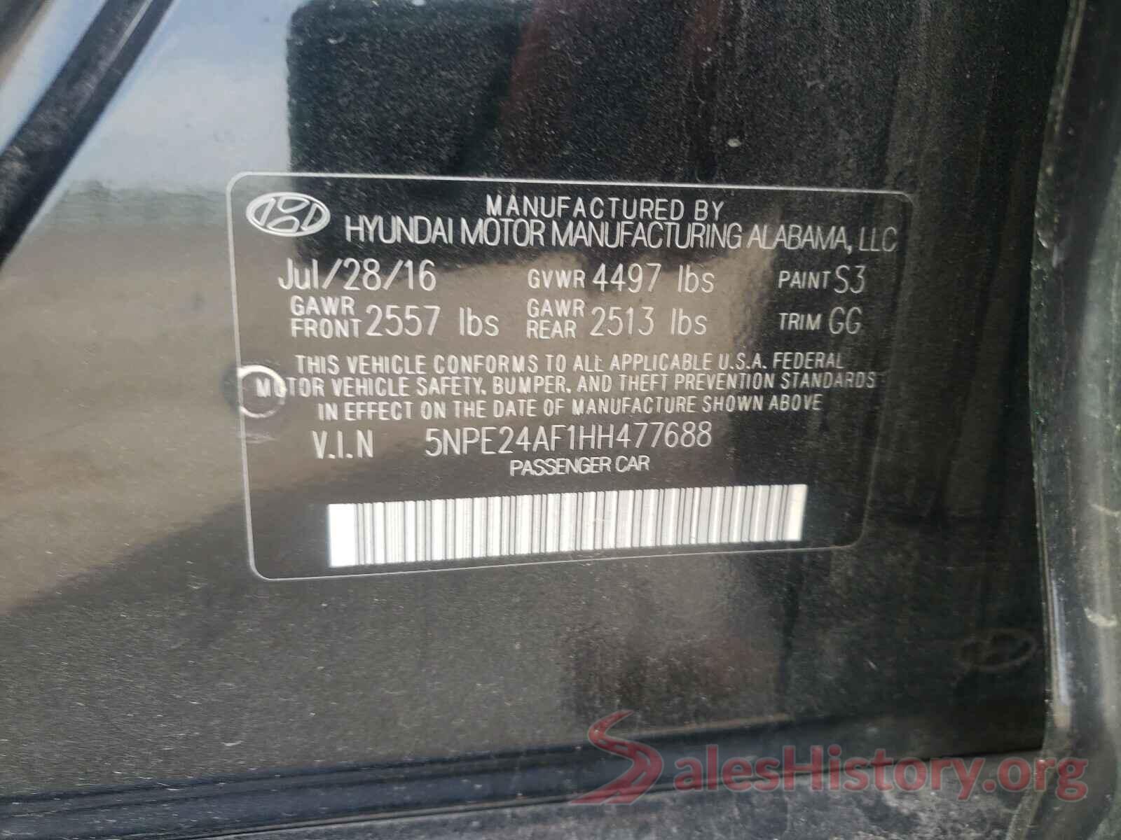 5NPE24AF1HH477688 2017 HYUNDAI SONATA