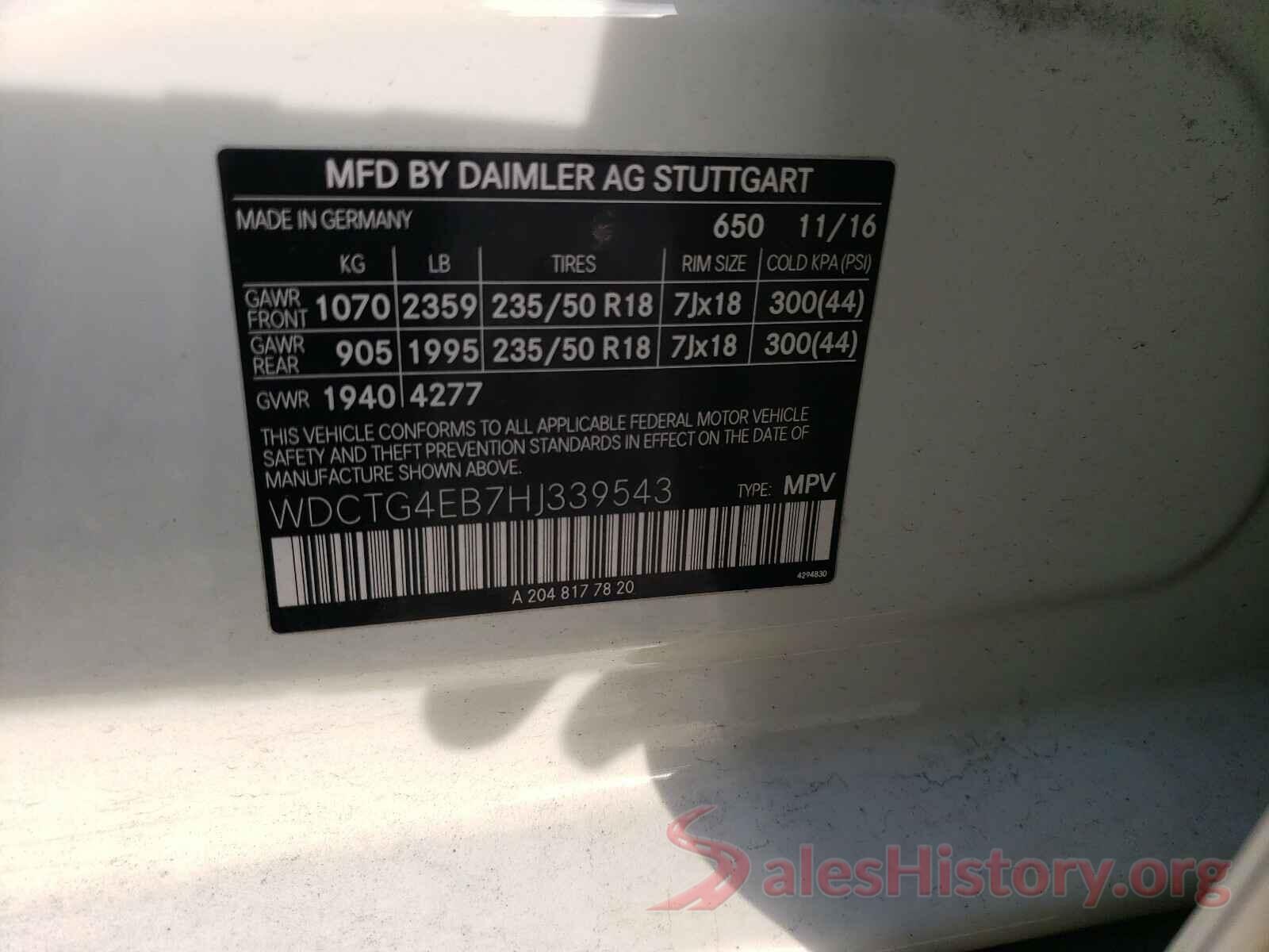 WDCTG4EB7HJ339543 2017 MERCEDES-BENZ G CLASS