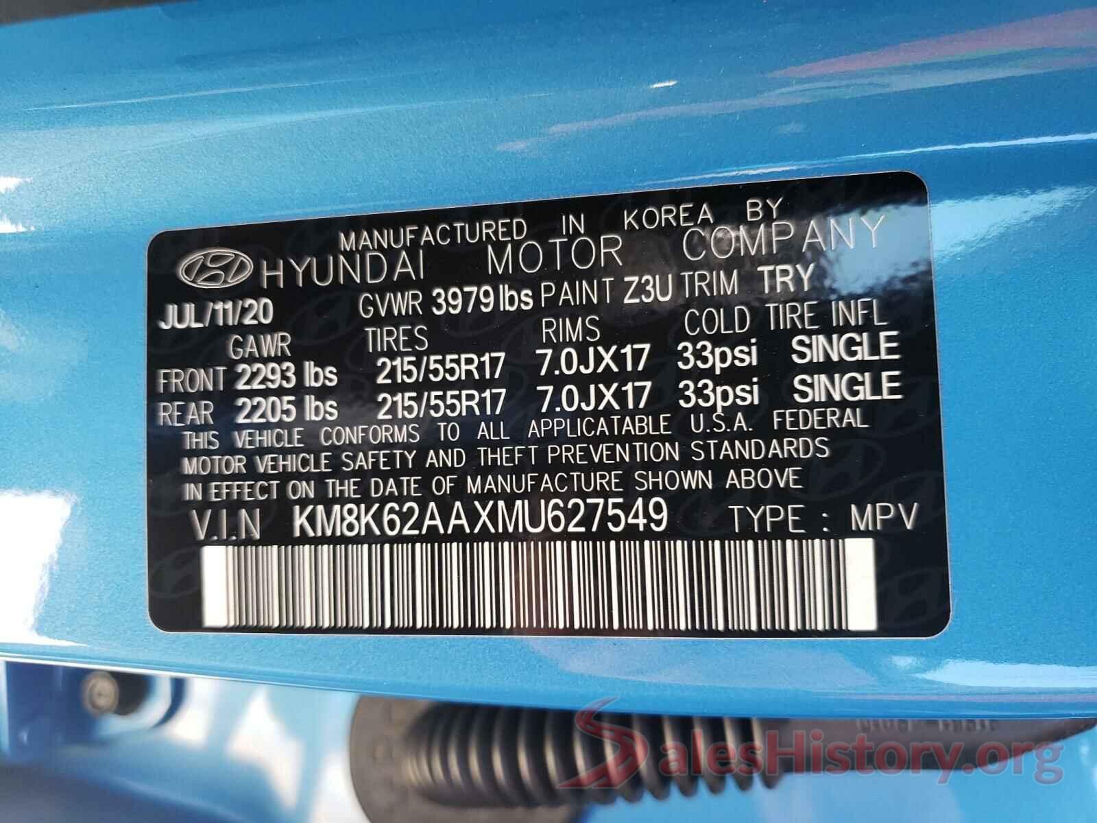 KM8K62AAXMU627549 2021 HYUNDAI KONA