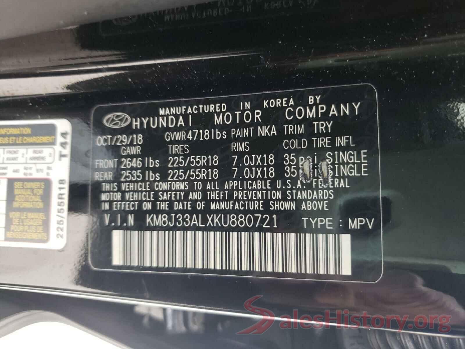 KM8J33ALXKU880721 2019 HYUNDAI TUCSON