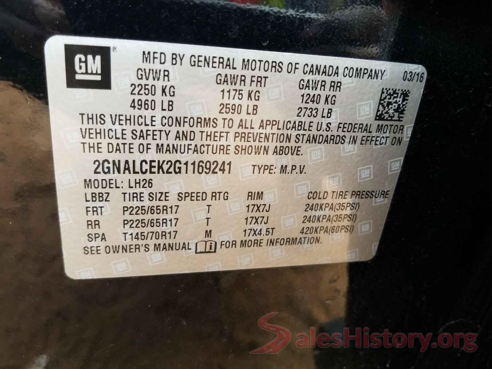 2GNALCEK2G1169241 2016 CHEVROLET EQUINOX