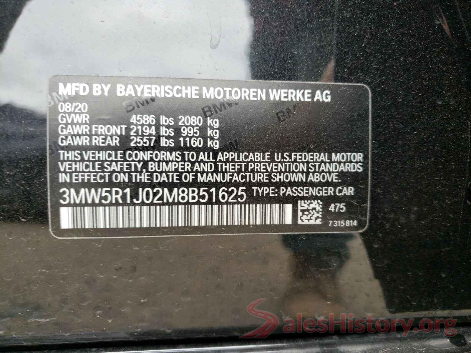 3MW5R1J02M8B51625 2021 BMW 3 SERIES