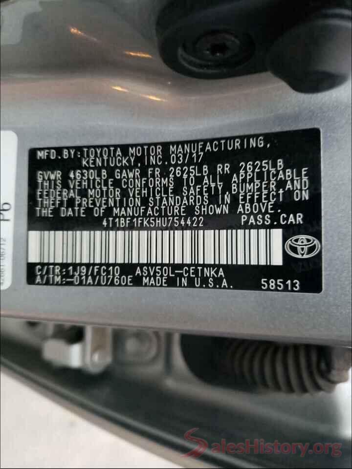 4T1BF1FK5HU754422 2017 TOYOTA CAMRY