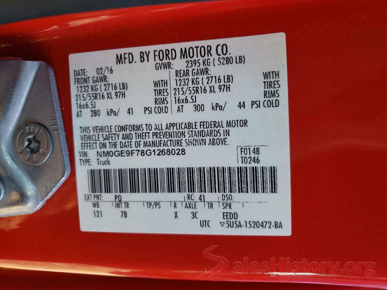 NM0GE9F78G1268028 2016 FORD TRANSIT CO