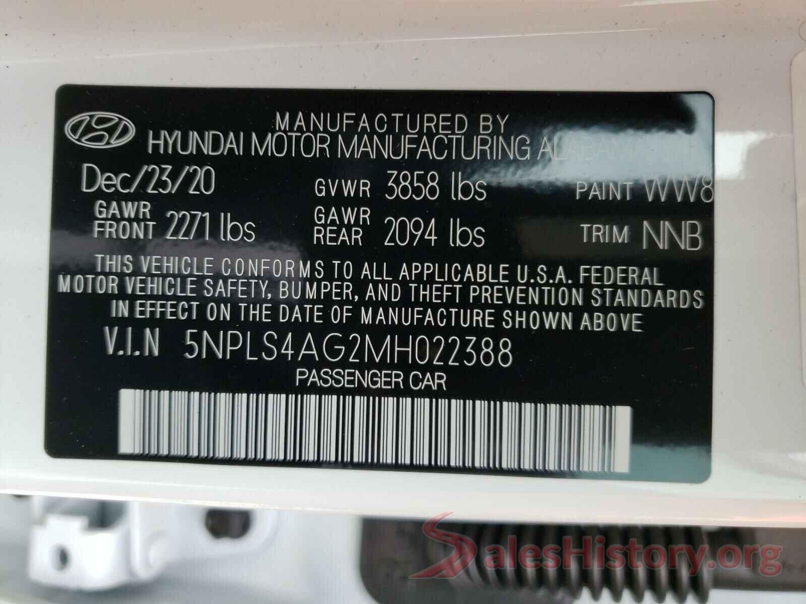 5NPLS4AG2MH022388 2021 HYUNDAI ELANTRA