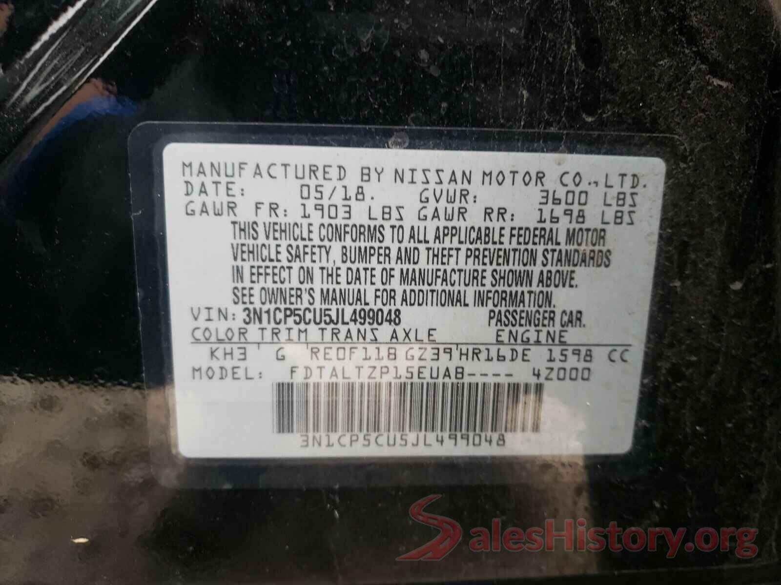 3N1CP5CU5JL499048 2018 NISSAN KICKS