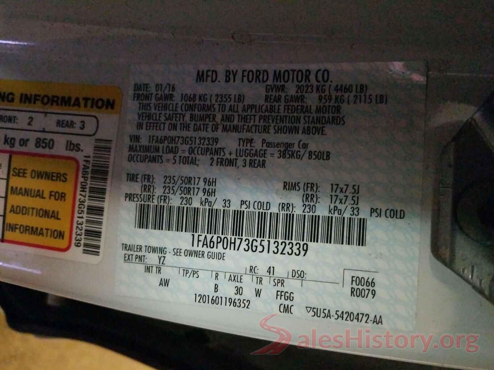 1FA6P0H73G5132339 2016 FORD FUSION