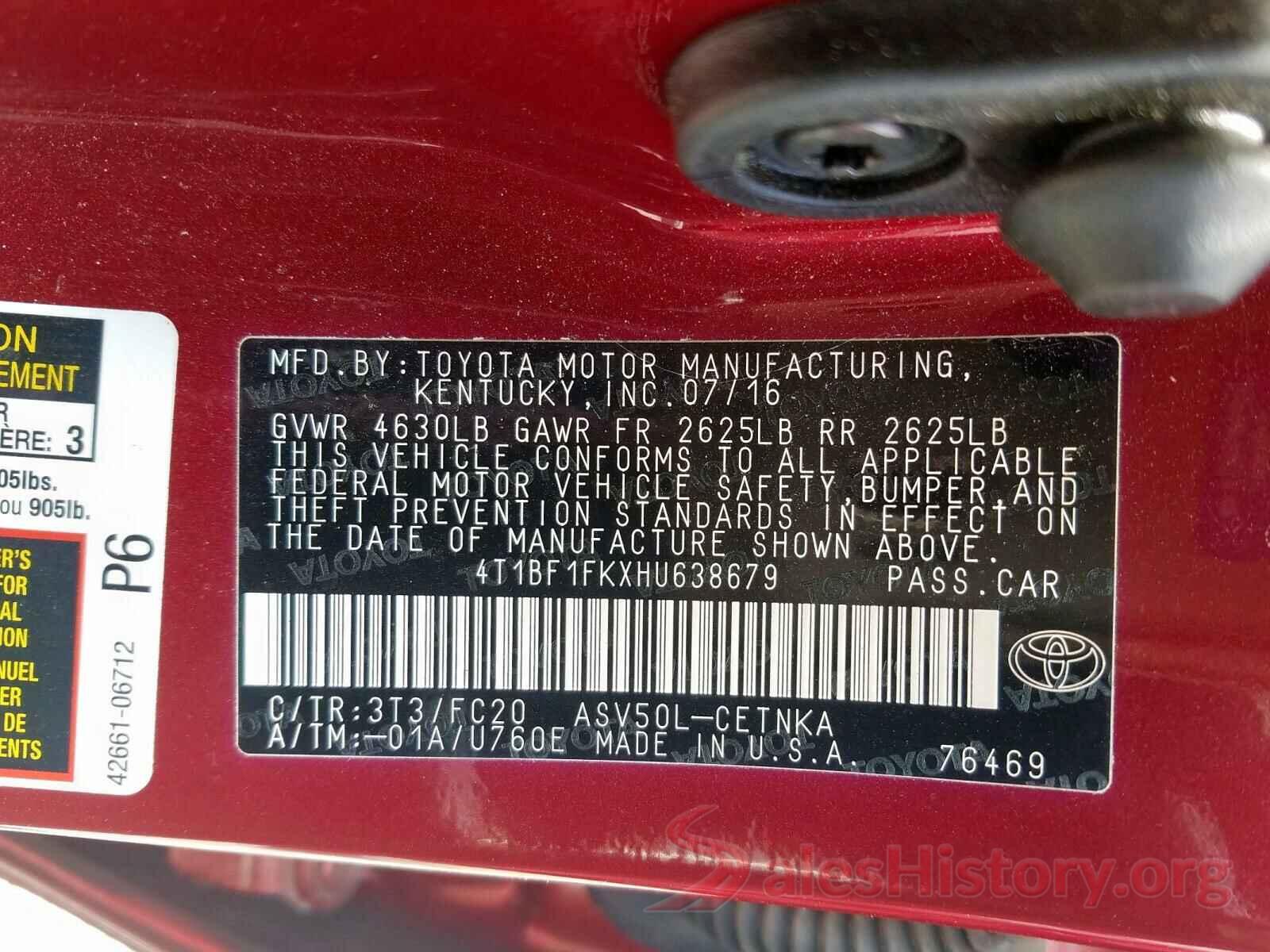 4T1BF1FKXHU638679 2017 TOYOTA CAMRY