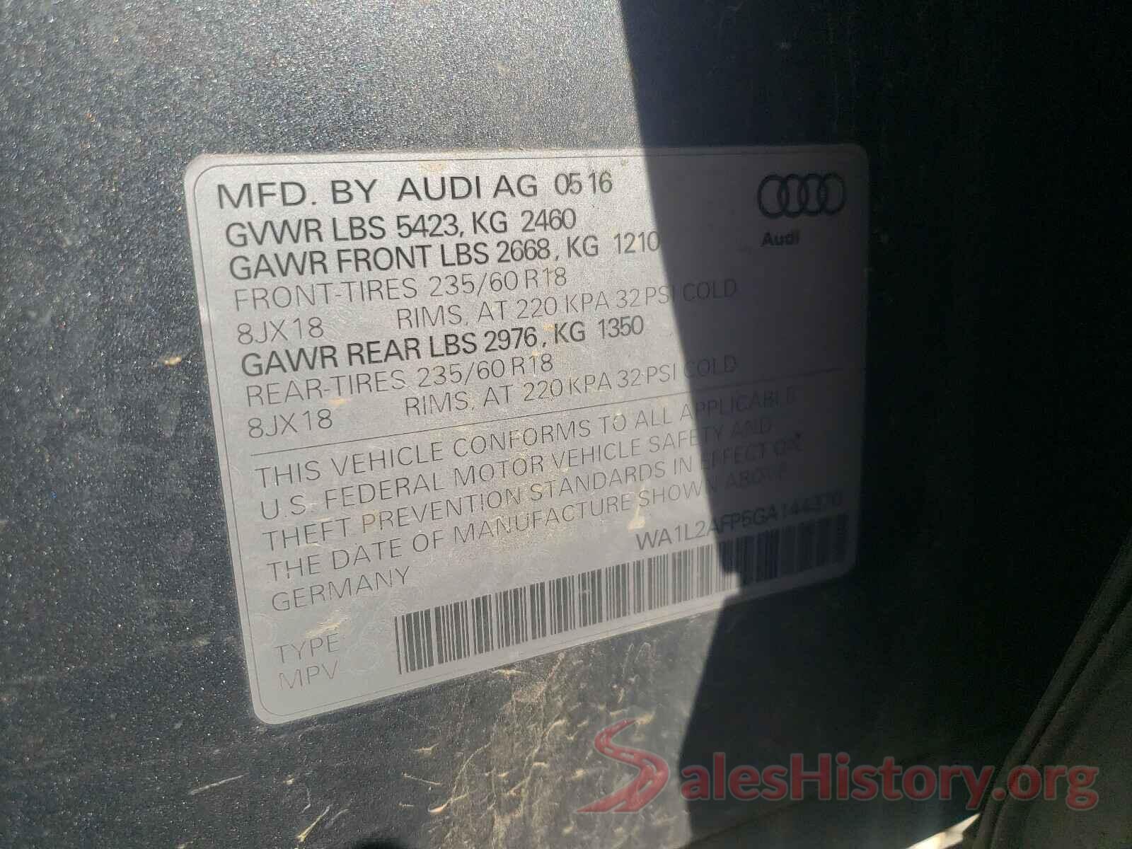 WA1L2AFP5GA144370 2016 AUDI Q5