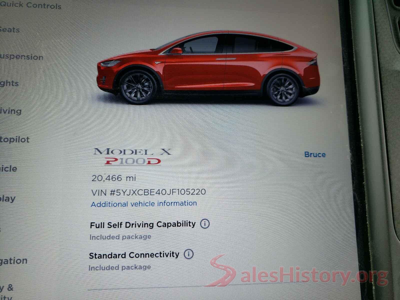 5YJXCBE40JF105220 2018 TESLA MODEL X