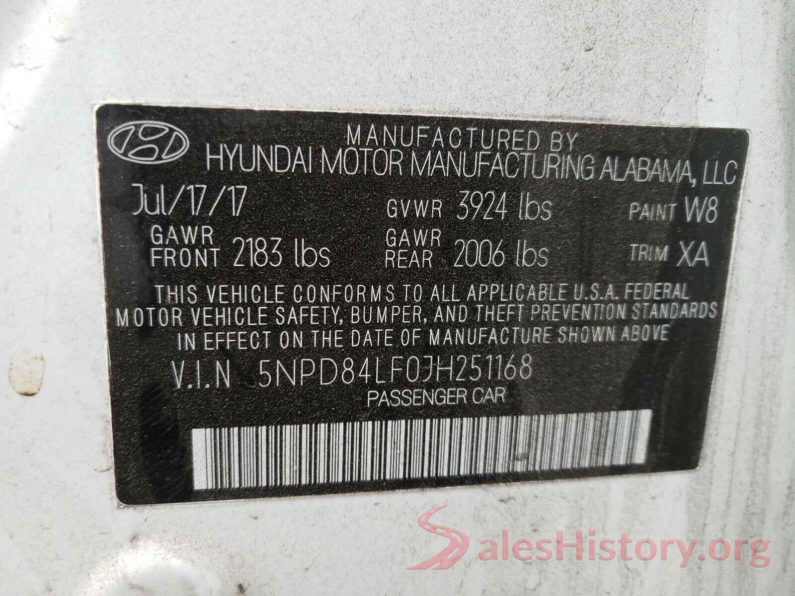 5NPD84LF0JH251168 2018 HYUNDAI ELANTRA