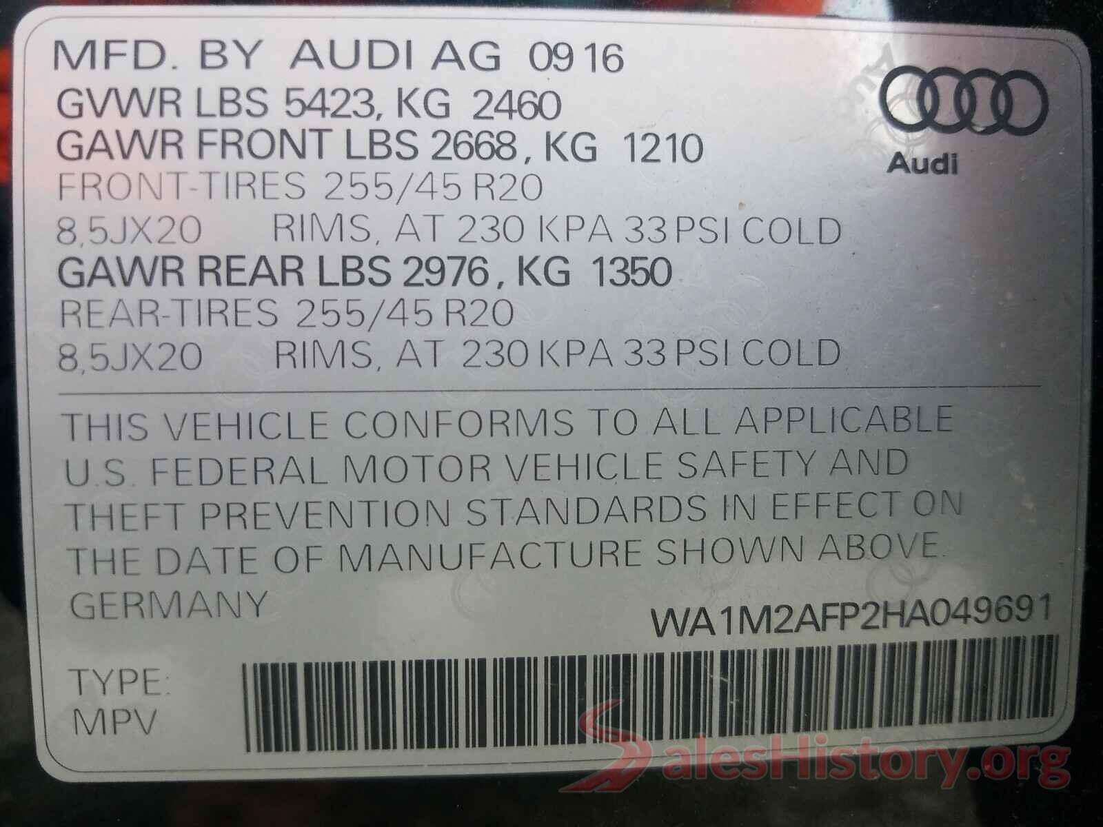 WA1M2AFP2HA049691 2017 AUDI Q5