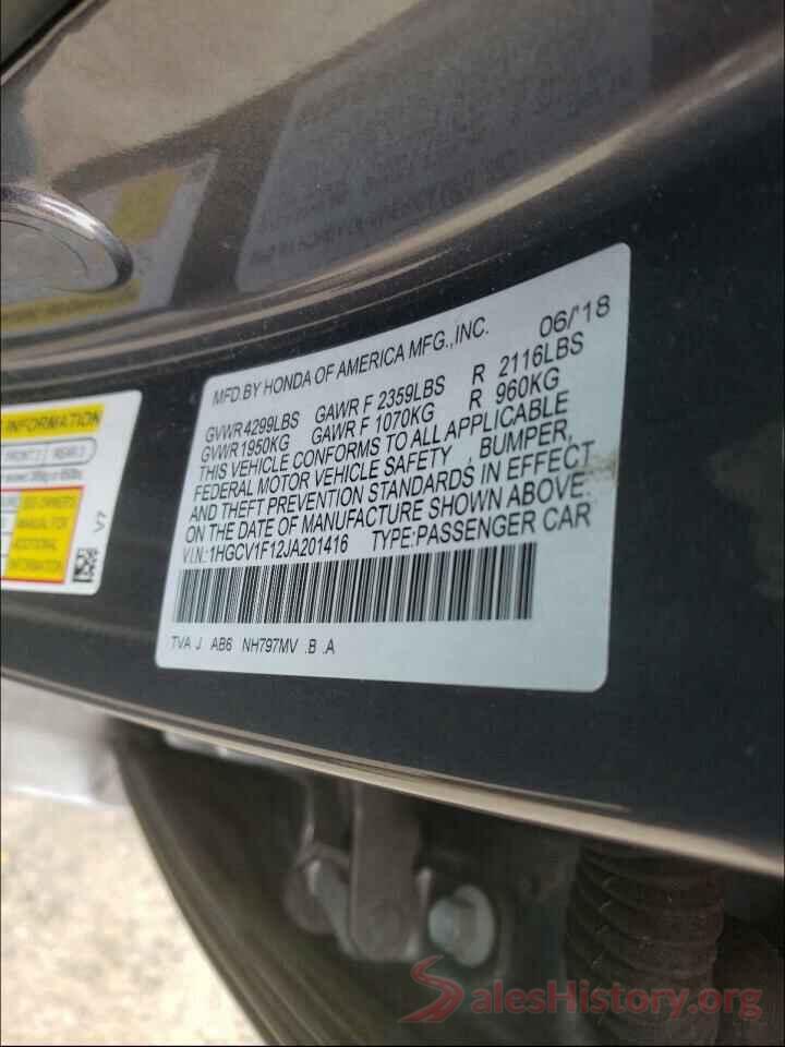 1HGCV1F12JA201416 2018 HONDA ACCORD