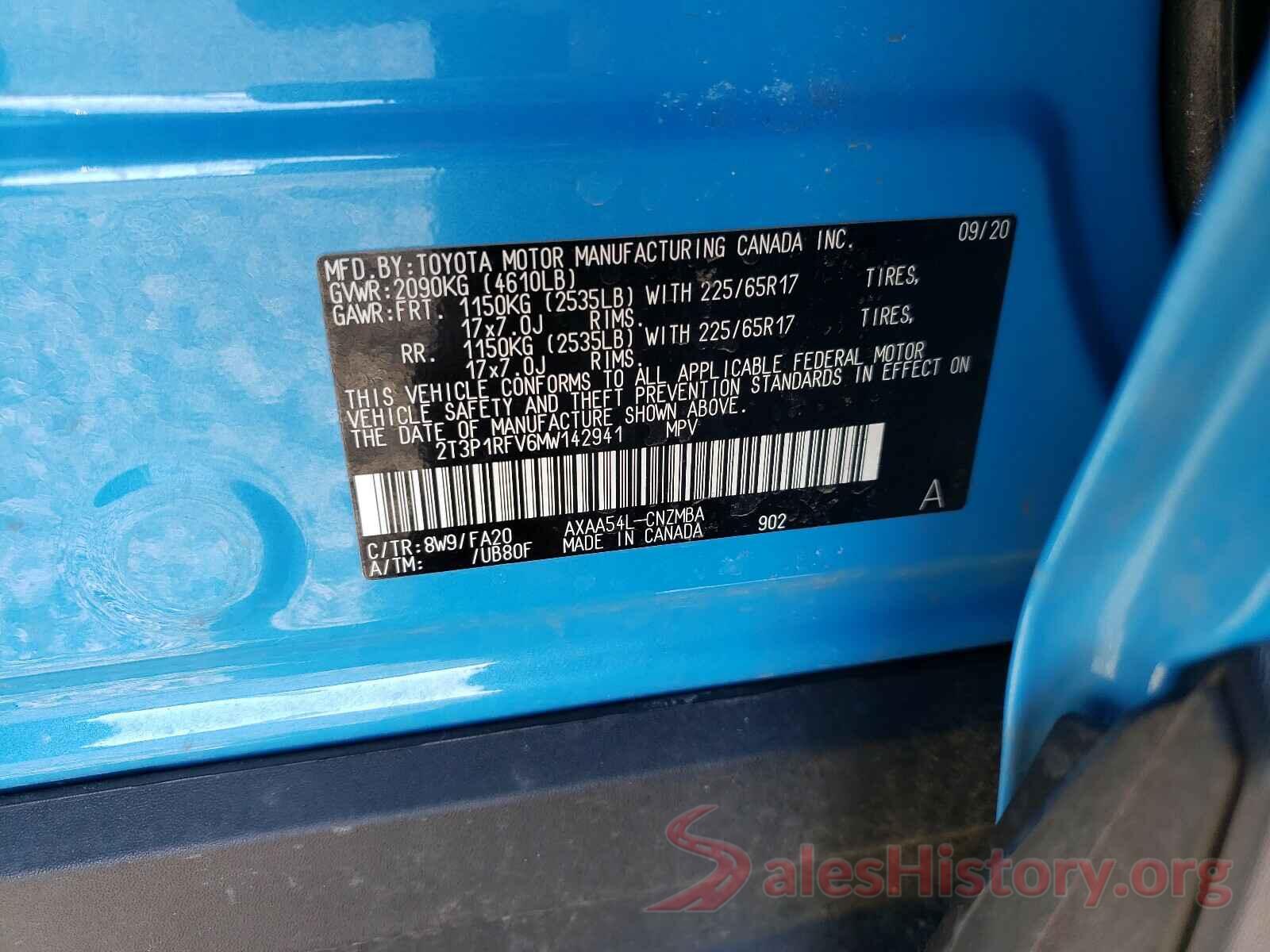 2T3P1RFV6MW142941 2021 TOYOTA RAV4