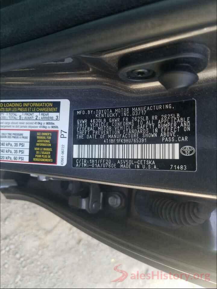 4T1BF1FK9HU765391 2017 TOYOTA CAMRY